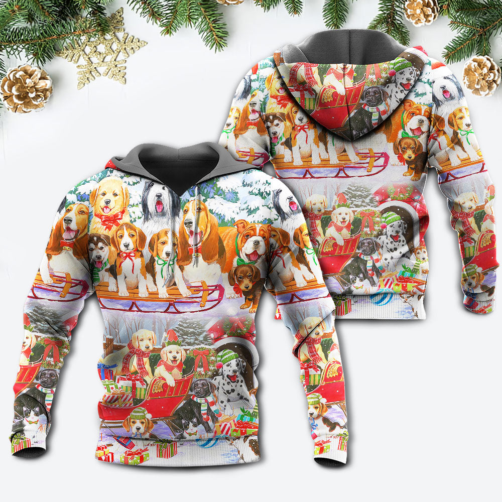 Dog Snowman Tree Merry Xmas - 3D Hoodie