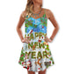 Christmas Happy New Year Snow – Women's Summer Sleeveless V-Neck Camisole Dress