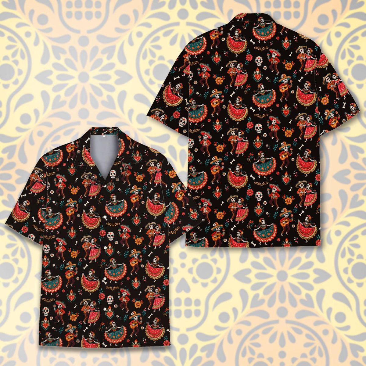 Day Of The Dead Skeleton Couple Folk Art Festival – Hawaiian Shirt