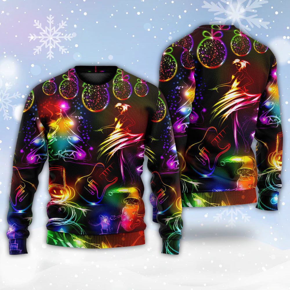 Christmas Dancing Santa Tree Snowman Neon Light – Sweater - Ugly Christmas Sweater