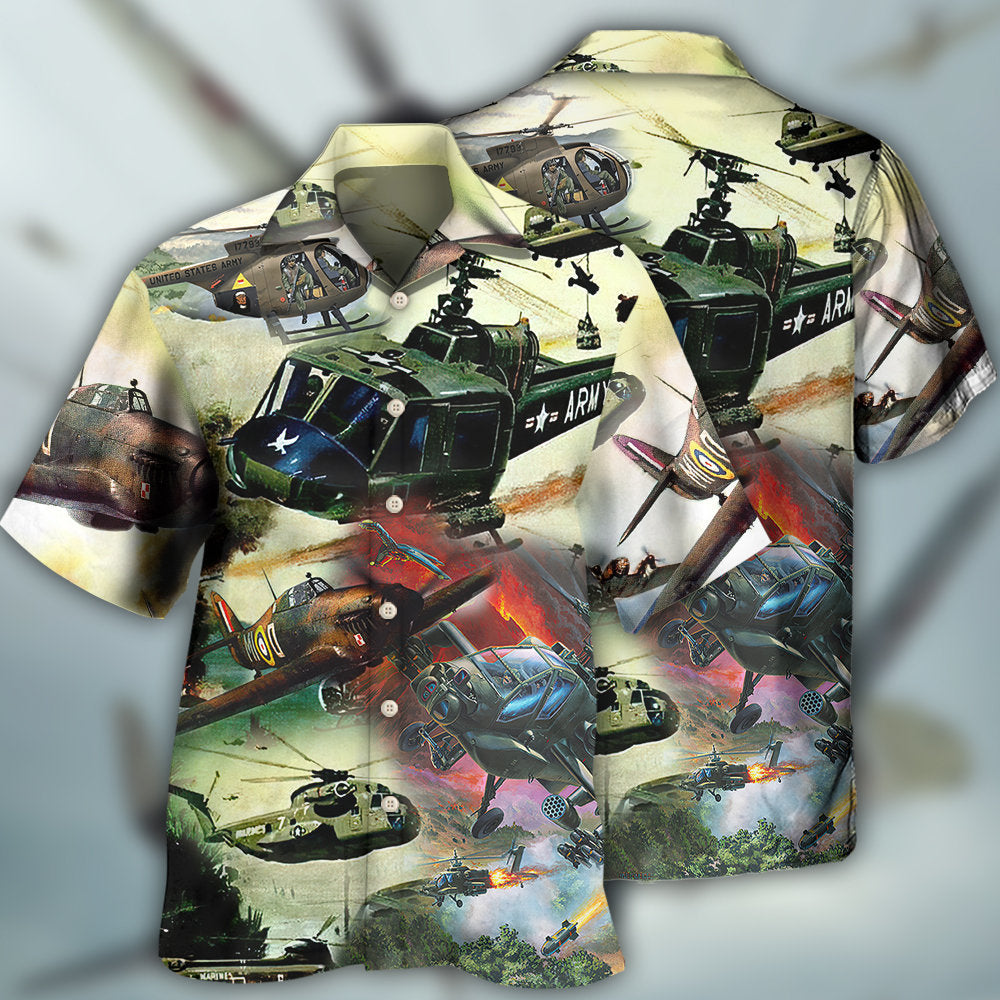 Military Helicopter Air Combat Art – Hawaiian Shirt