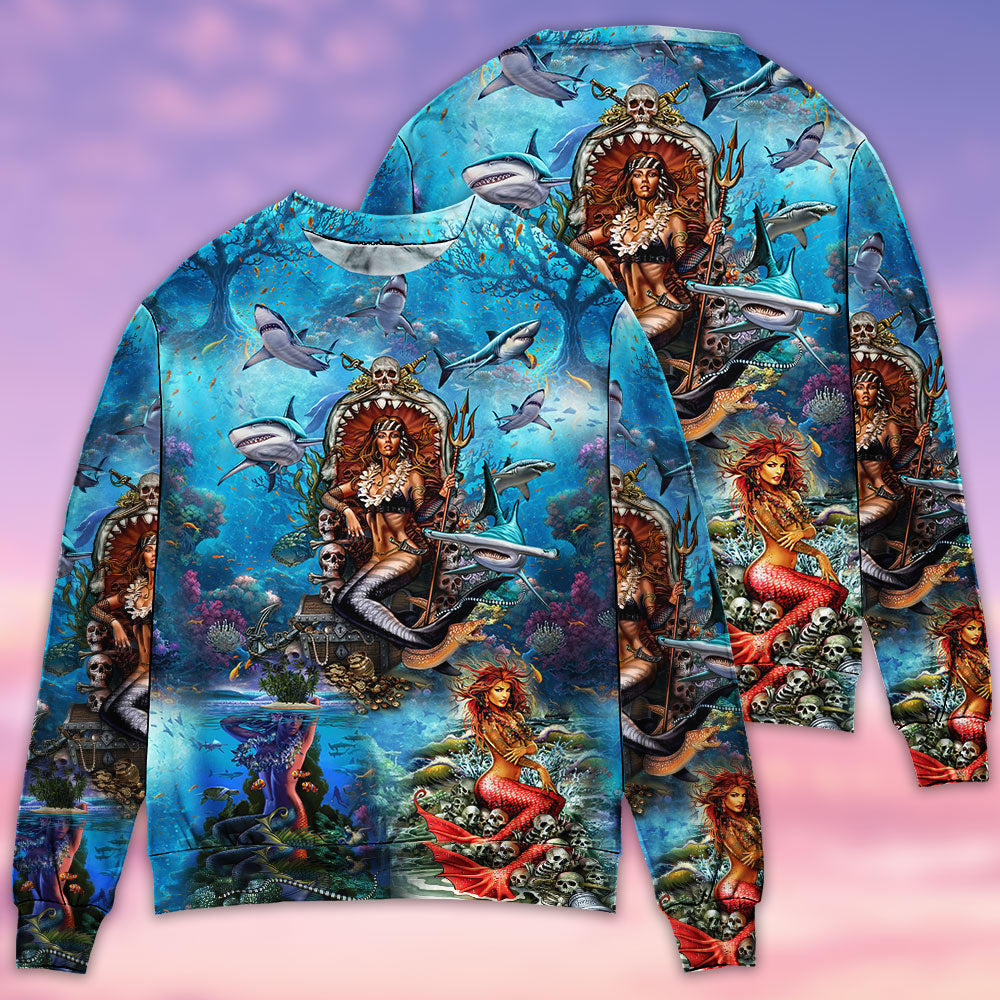 Mermaid And Skull Fantasy Art – Sweater - Ugly Christmas Sweater