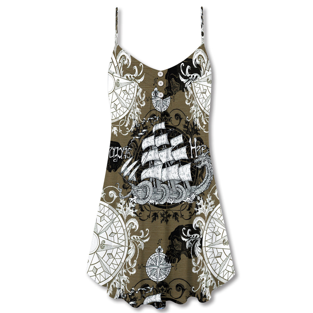 Dragon Old Ship Vintage Sea Life – Women's Summer Sleeveless V-Neck Camisole Dress