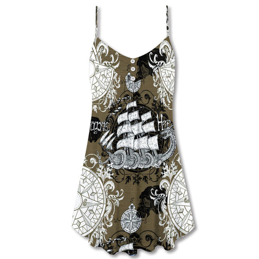 Dragon Old Ship Vintage Sea Life – Women's Summer Sleeveless V-Neck Camisole Dress
