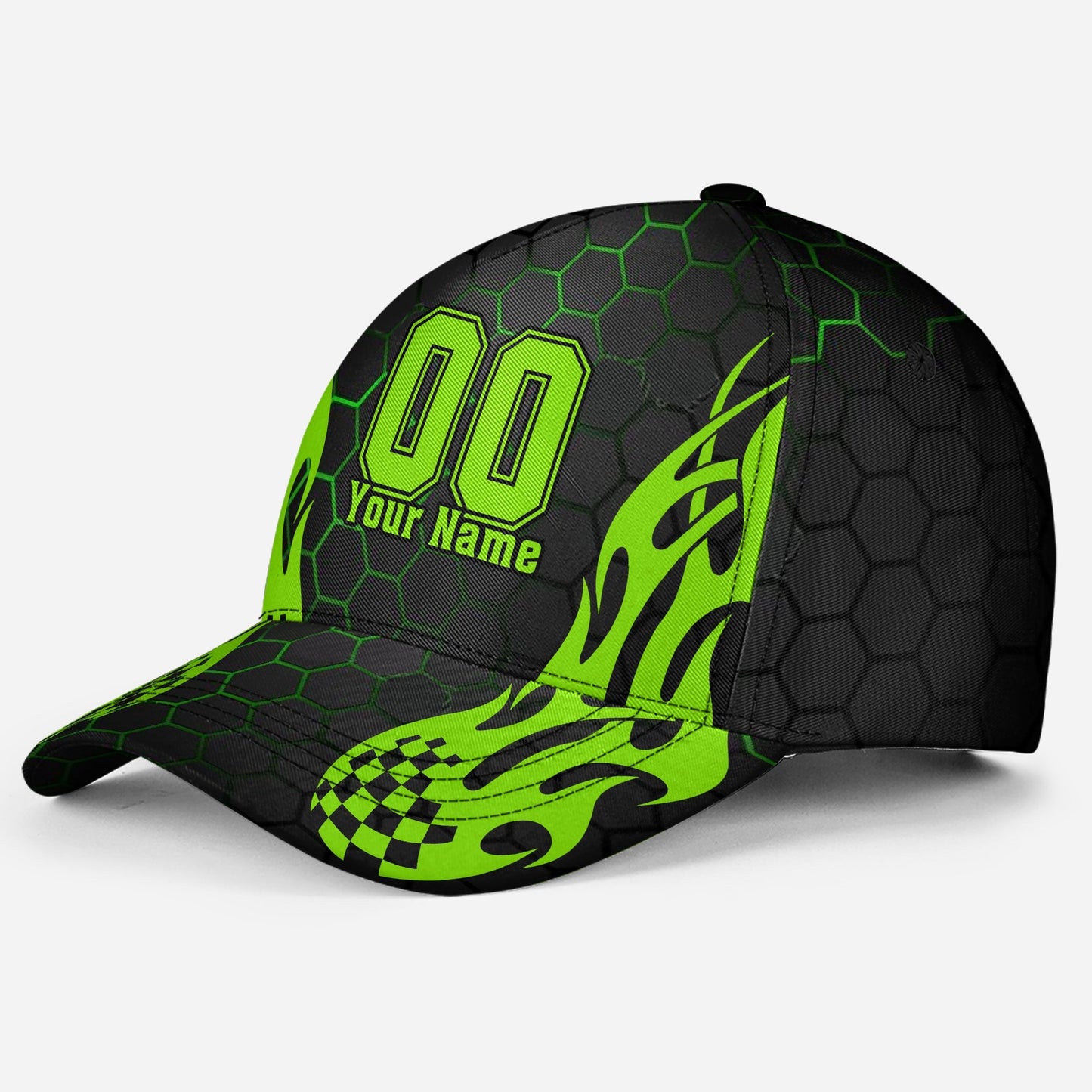 Custom Green Neon Racing Personalized Name – Classic Cap