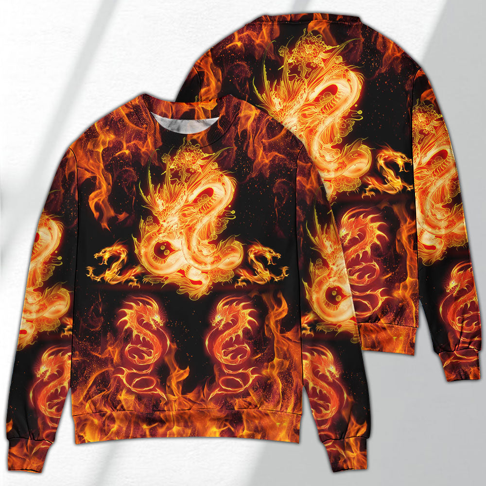 Dragon Fireball Fantasy Madness Art – Sweater - Ugly Christmas Sweater