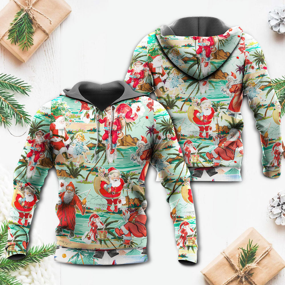 Christmas Santa Vacation Beach Joyful - Hoodie
