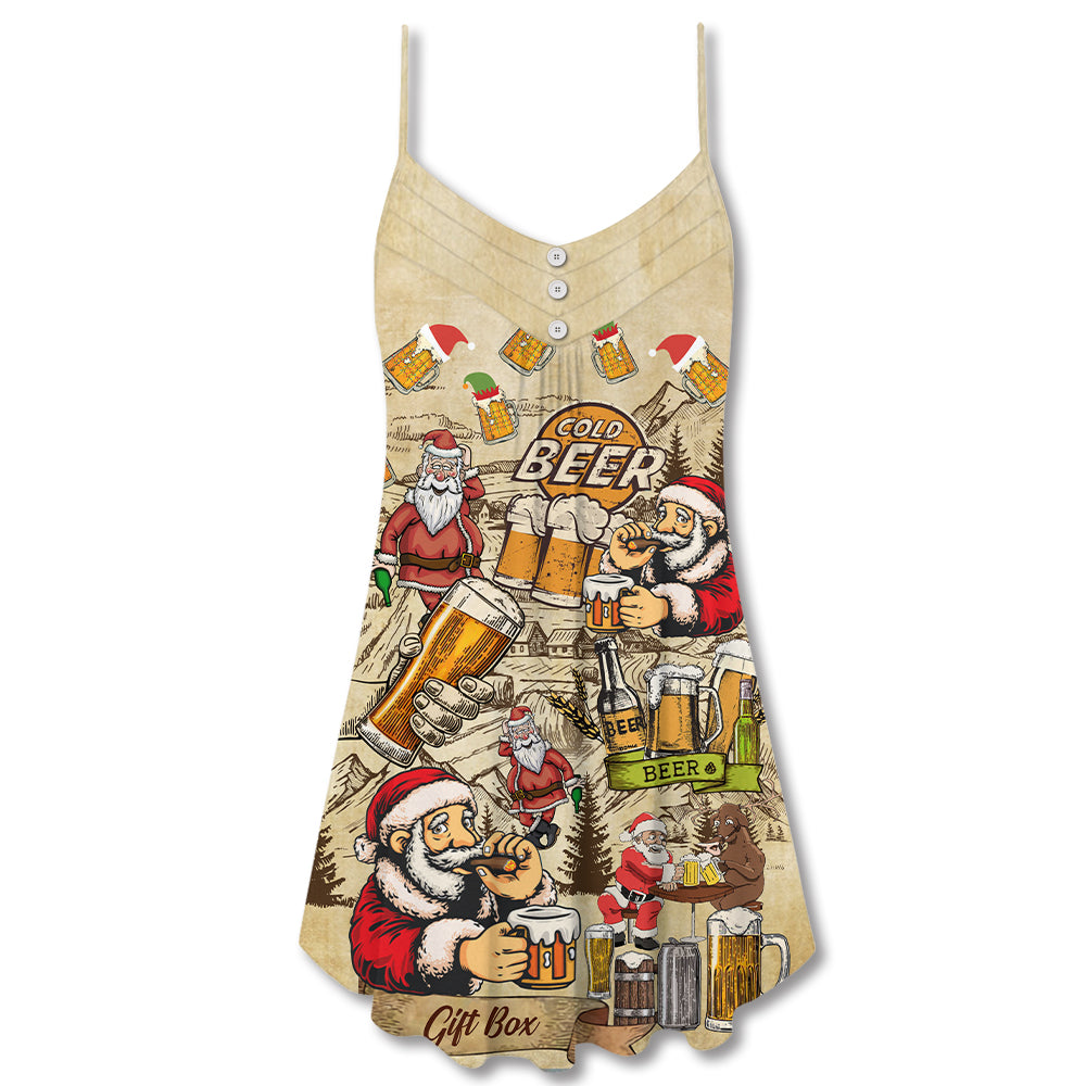 Christmas Merry Xmas Love Beer – Women's Summer Sleeveless V-Neck Camisole Dress