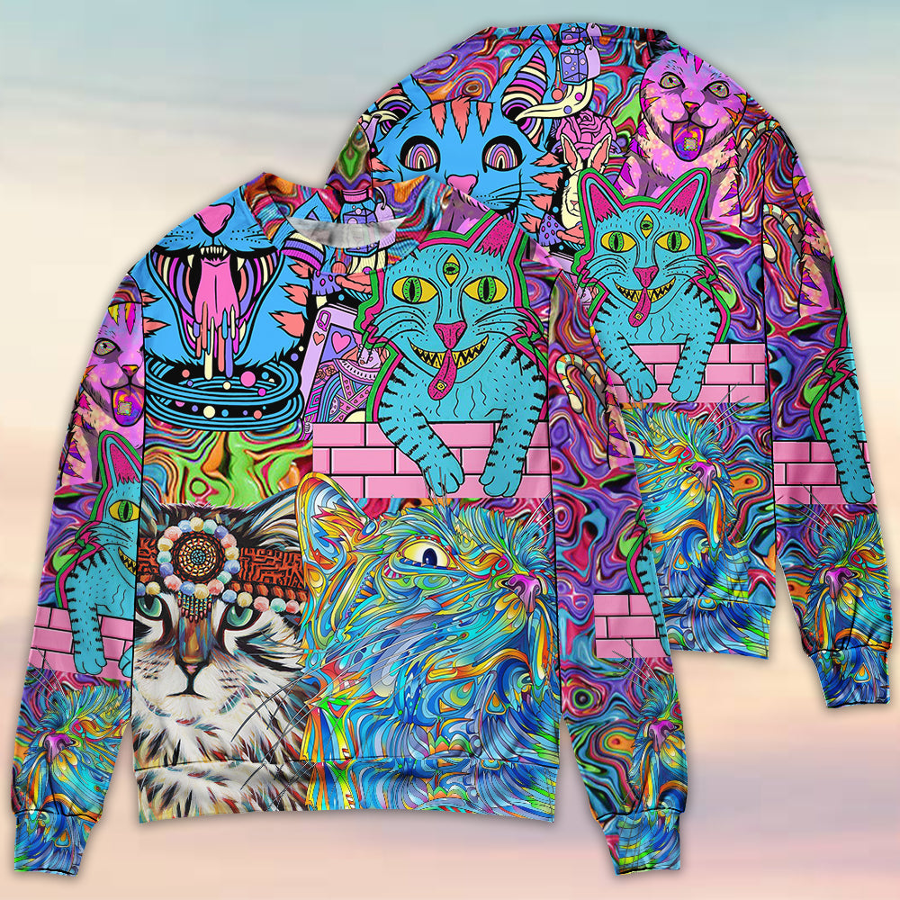 Hippie Cat Wonderful World Art – Sweater - Ugly Christmas Sweater