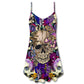 Skull Mushroom Psychedelic Magic – Women's Summer Sleeveless V-Neck Camisole Dress