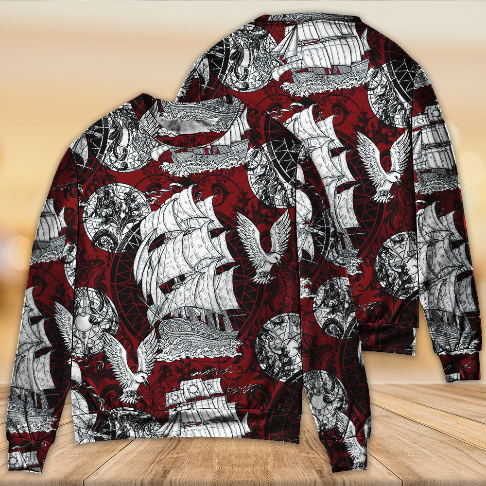 Vintage Sailing Ship Anchor Sea Life – Sweater - Ugly Christmas Sweater