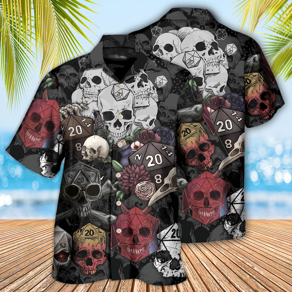 D20 Dice And Skull Dark Fantasy - Hawaiian Shirt