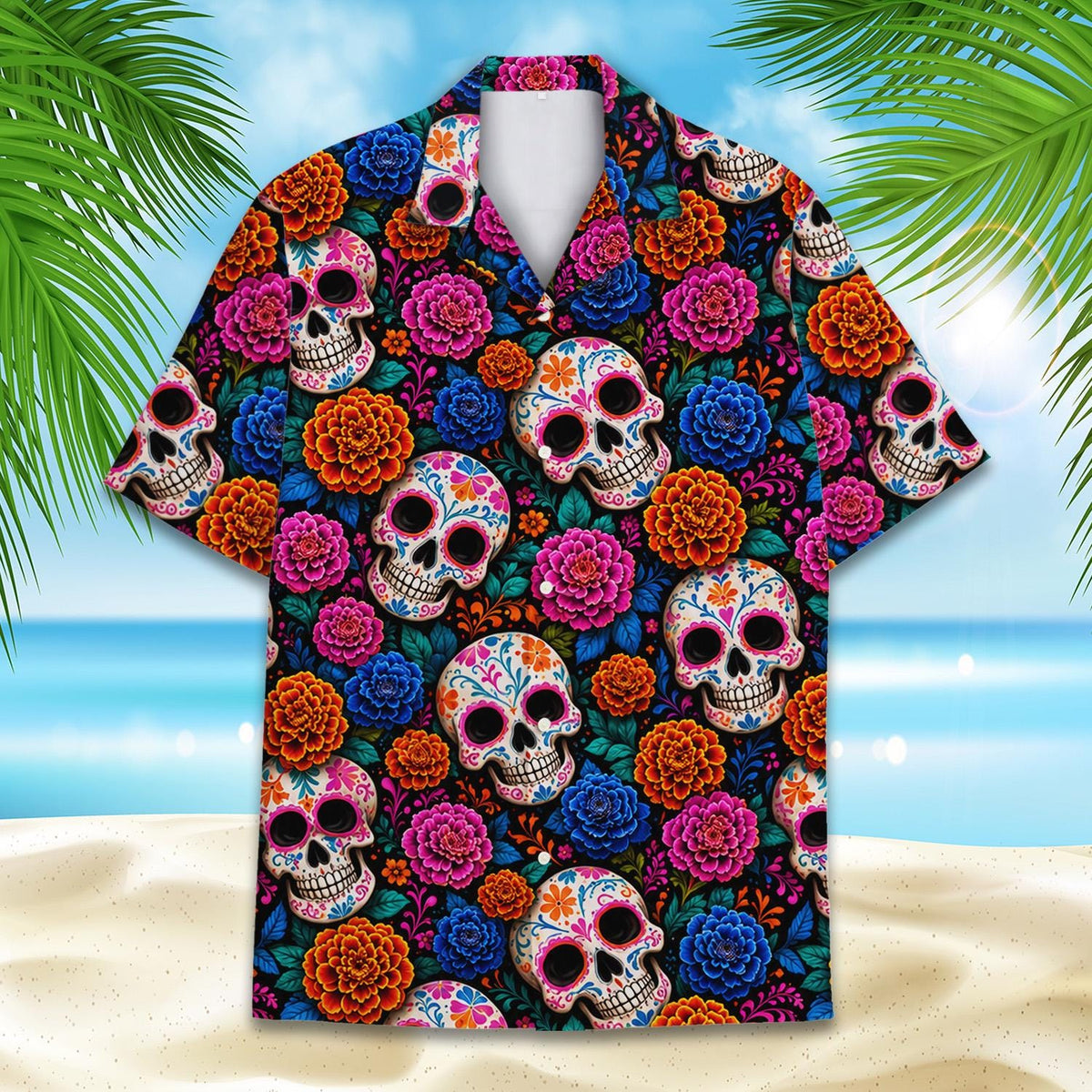 Day Of The Dead Sugar Skull Colorful Floral Fiesta – Hawaiian Shirt