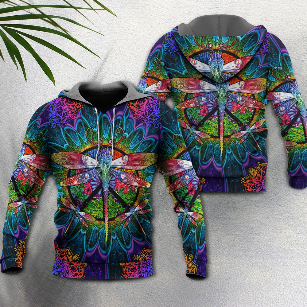 Hippie Dragonfly Mandala Peace - 3D Hoodie