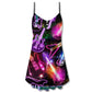 Christmas Guitar Neon Amazing – Women's Summer Sleeveless V-Neck Camisole Dress