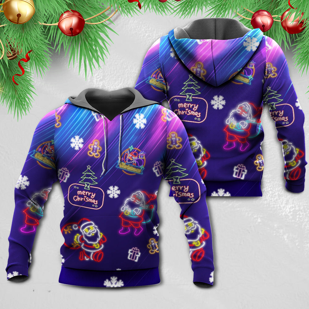 Santa Neon Party Xmas - 3D Hoodie