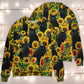 Black Cat Love Sunflower Art – Sweater - Ugly Christmas Sweater