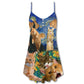 All I Need Is Love And Cat – Women's Summer Sleeveless V-Neck Camisole Dress