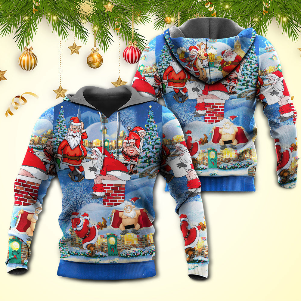 Christmas Rebel Santa Funny Beer Style - Hoodie