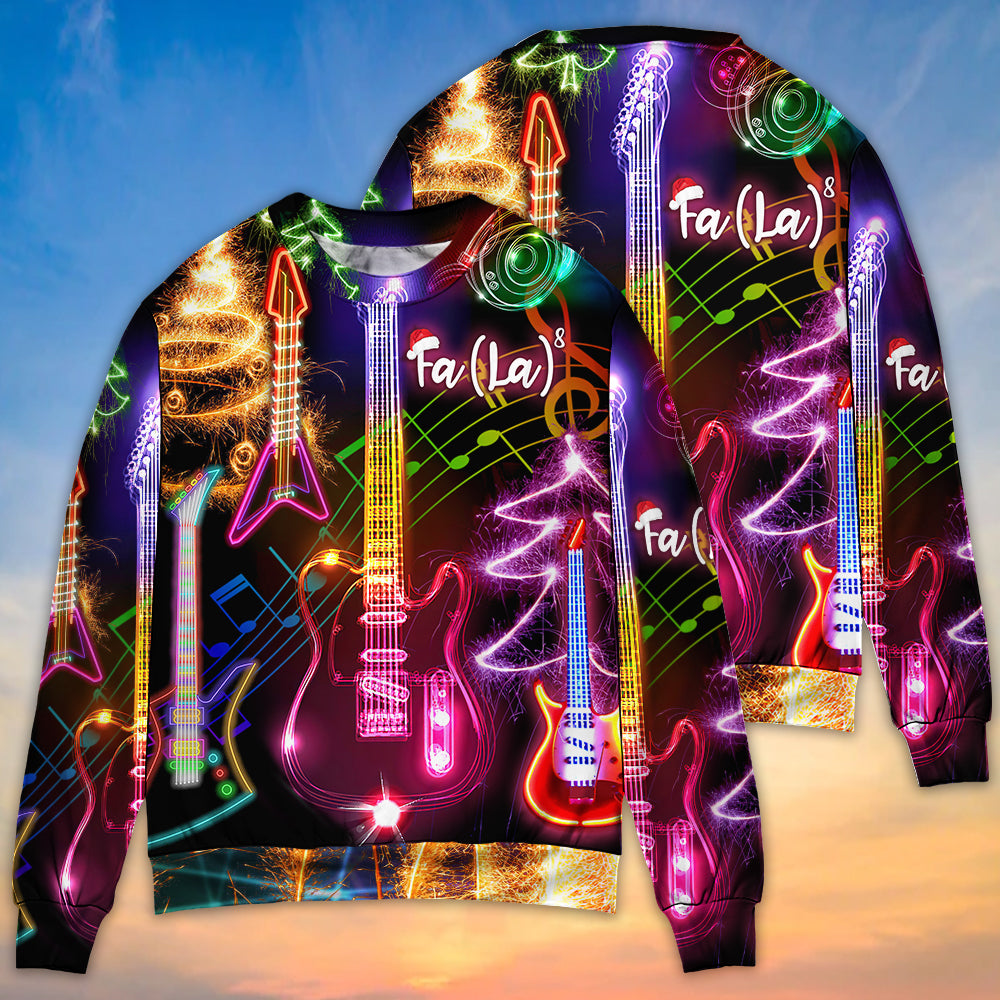 Christmas Guitar Tree Happy Glow Art – Sweater - Ugly Christmas Sweater