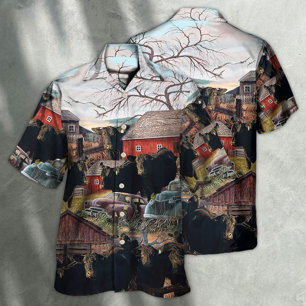 Cow On The Farm Rustic Country Art – Hawaiian Shirt