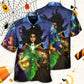 Dark Halloween Witch And Ghost Enchanted Forest Art - Hawaiian Shirt