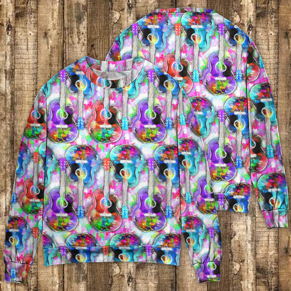 Guitar Mix Color Artistic Style – Sweater - Ugly Christmas Sweater