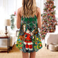 Santa Cowboy Green Christmas Style – Women's Summer Sleeveless V-Neck Camisole Dress