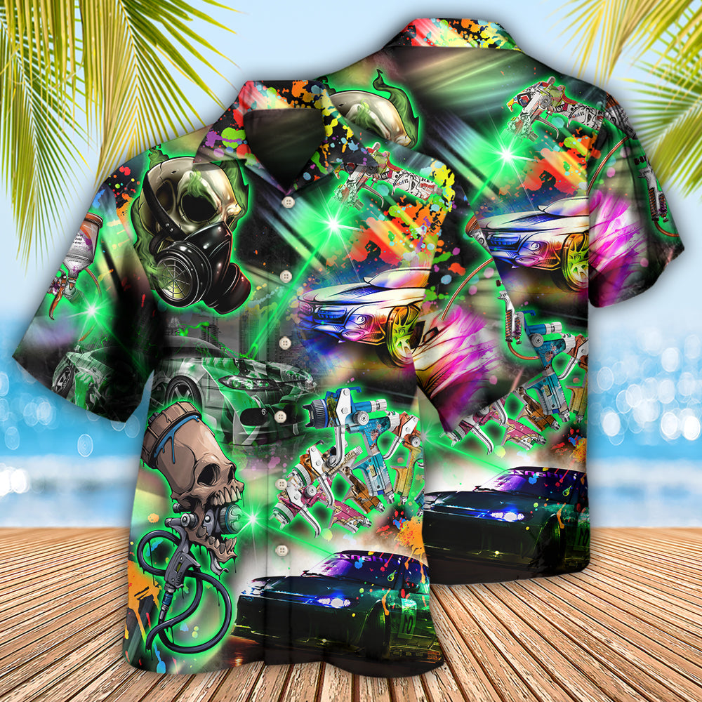 Auto Body Painter Colorful Skull Art – Hawaiian Shirt