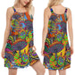 Hippie Floral Peace Life – Women's Summer Sleeveless V-Neck Camisole Dress
