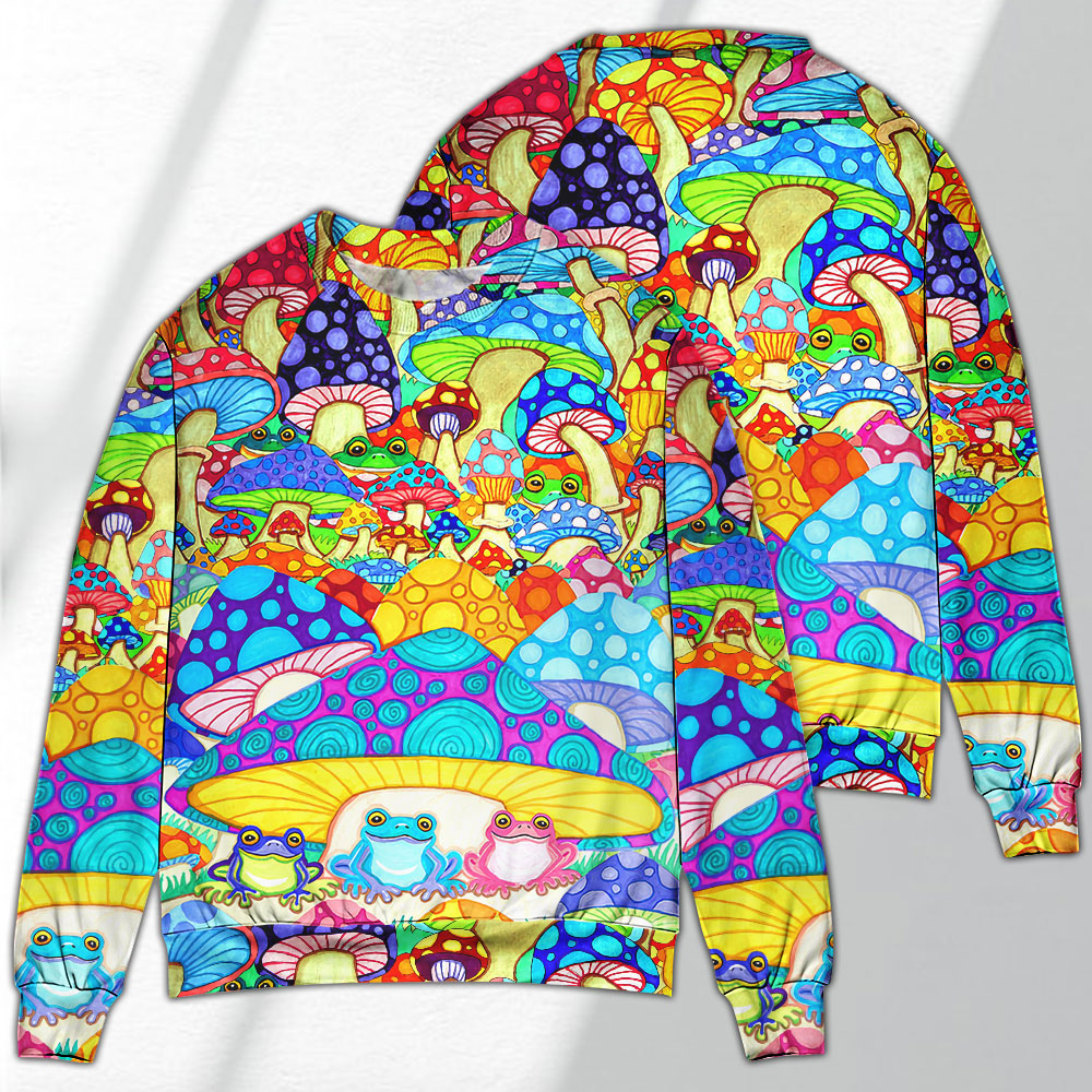 Hippie Frog Mushroom Peace Art – Sweater - Ugly Christmas Sweater