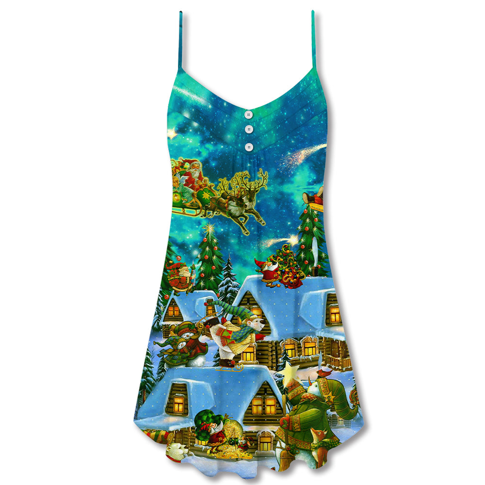 Christmas Magical Night – Women's Summer Sleeveless V-Neck Camisole Dress