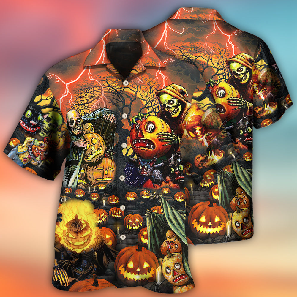 Halloween Skull And Dark Pumpkin – Hawaiian Shirt