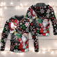 Christmas Snowy Day With Santa And Snowman - Hoodie