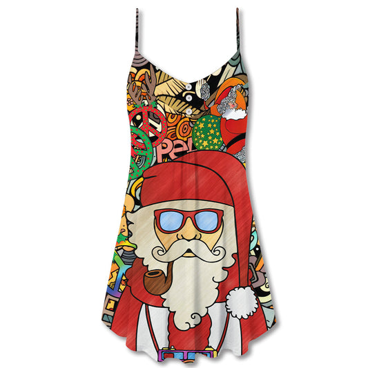 Christmas Hippie Santa Style – Women's Summer Sleeveless V-Neck Camisole Dress