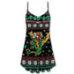 Christmas Santa And Dragon – Women's Summer Sleeveless V-Neck Camisole Dress