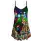 Christmas Lighthouse Merry Holiday – Women's Summer Sleeveless V-Neck Camisole Dress
