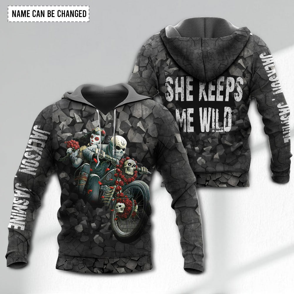 Motorcycle Couple Skull Wild Love Personalized - Hoodie