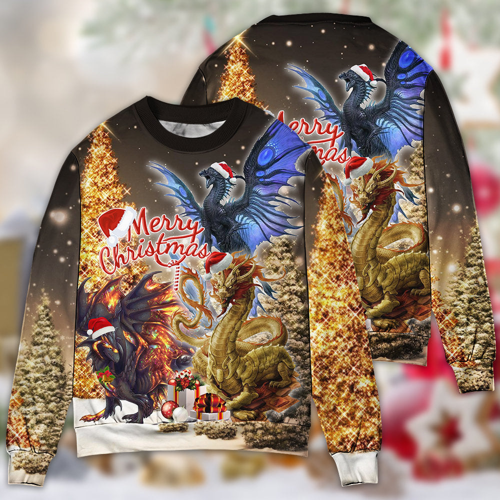 Dragon Merry Christmas Bright Power – Sweater - Ugly Christmas Sweater