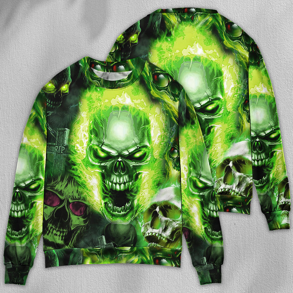 Green Skull Fear No Man Style – Sweater - Ugly Christmas Sweater