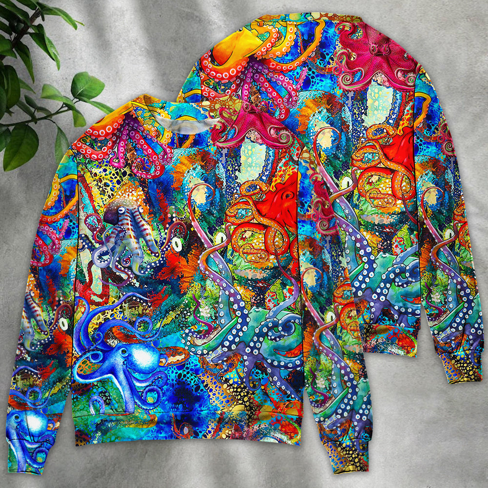 Octopus Lover Colorful Art Style – Sweater - Ugly Christmas Sweater