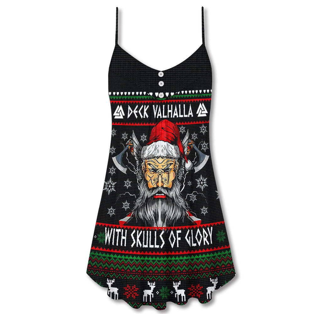 Nordic Skull Glory Holiday – Women's Summer Sleeveless V-Neck Camisole Dress
