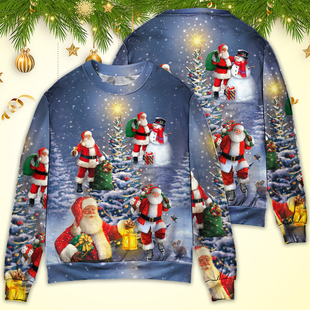 Christmas Santa Love Light Xmas Tree – Sweater - Ugly Christmas Sweater