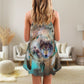 Tribal Wolf Dream Catcher Style – Women's Summer Sleeveless V-Neck Camisole Dress