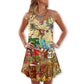 Christmas Tiki Island Holiday Vibes – Women's Summer Sleeveless V-Neck Camisole Dress