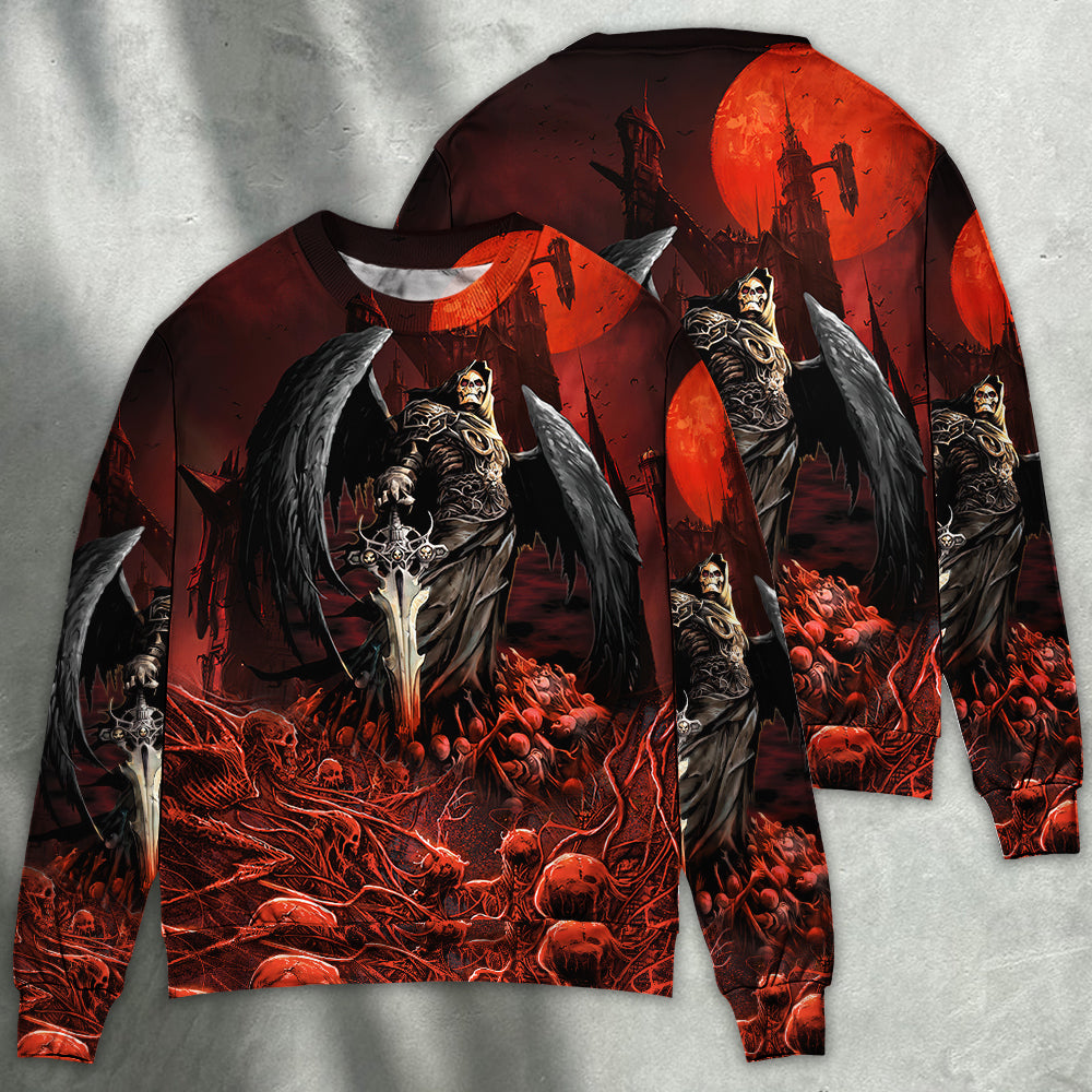 Halloween Skull Dark Night Art Style – Sweater - Ugly Christmas Sweater