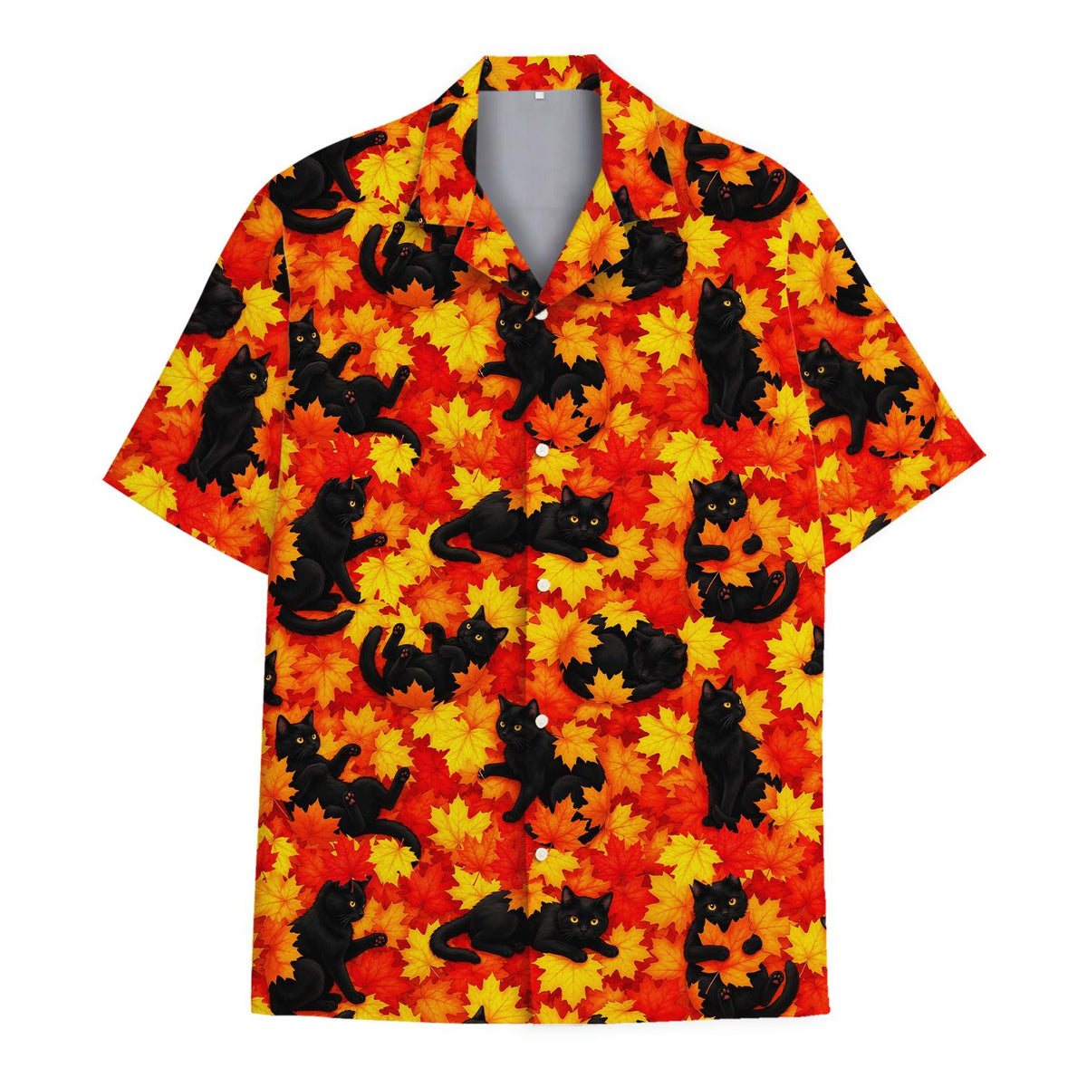 Autumn Black Cat Maple Leaf Tropical – Hawaiian Shirt