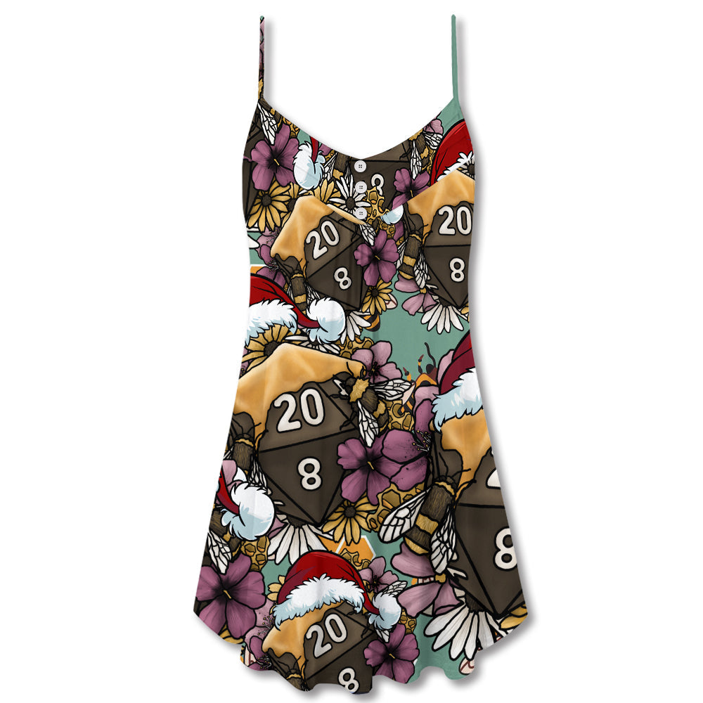 Christmas Honey Bee Dice Holiday Vibe – Women's Summer Sleeveless V-Neck Camisole Dress
