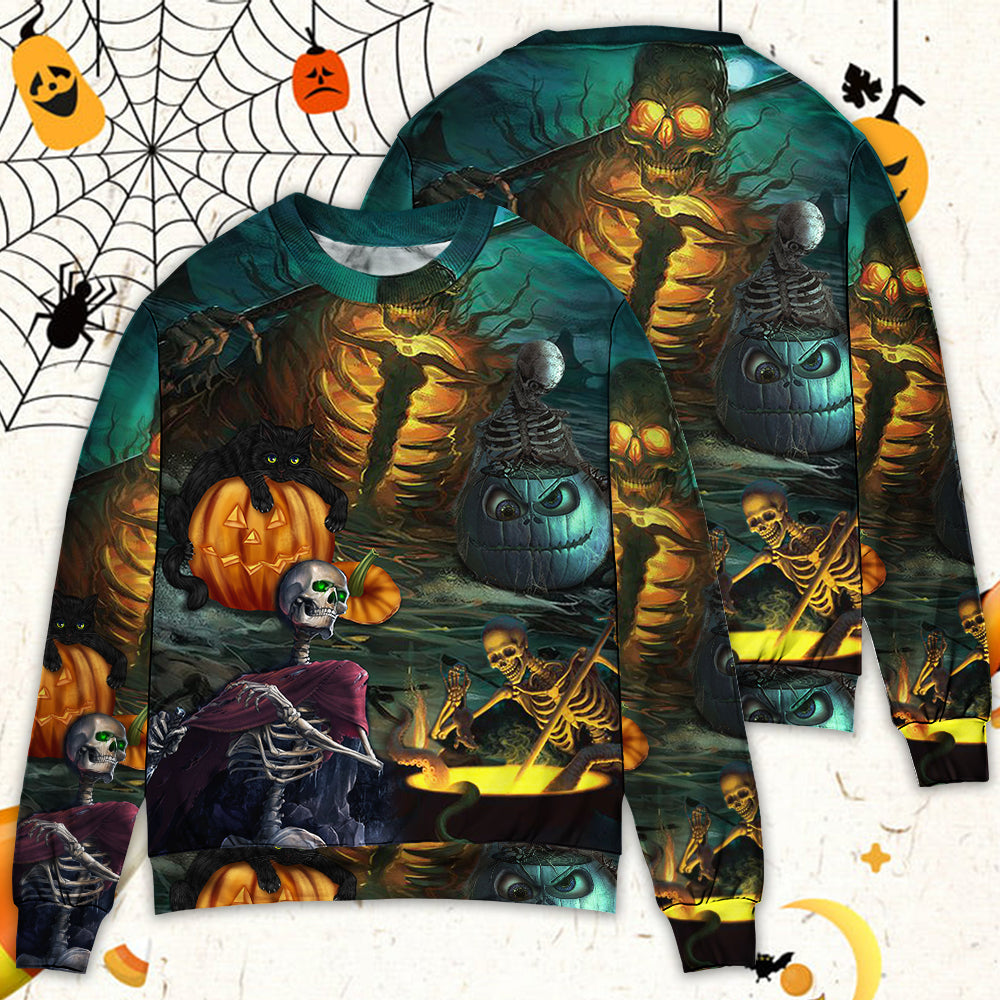 Halloween Skull Dark Night Art – Sweater - Ugly Christmas Sweater
