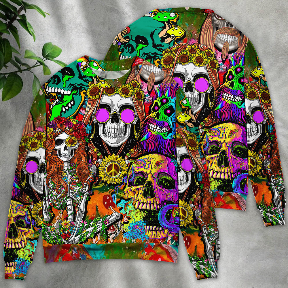Hippie Skull Colorful Cool Art – Sweater - Ugly Christmas Sweater